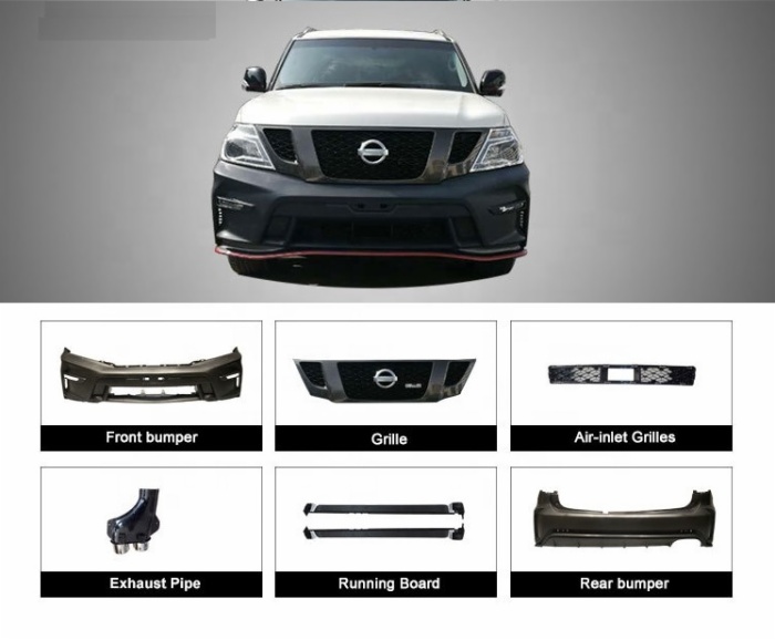Front rear bumper grille and running boards upgrade body kit for 2016-on Nissan Patrol Y61 nismo model